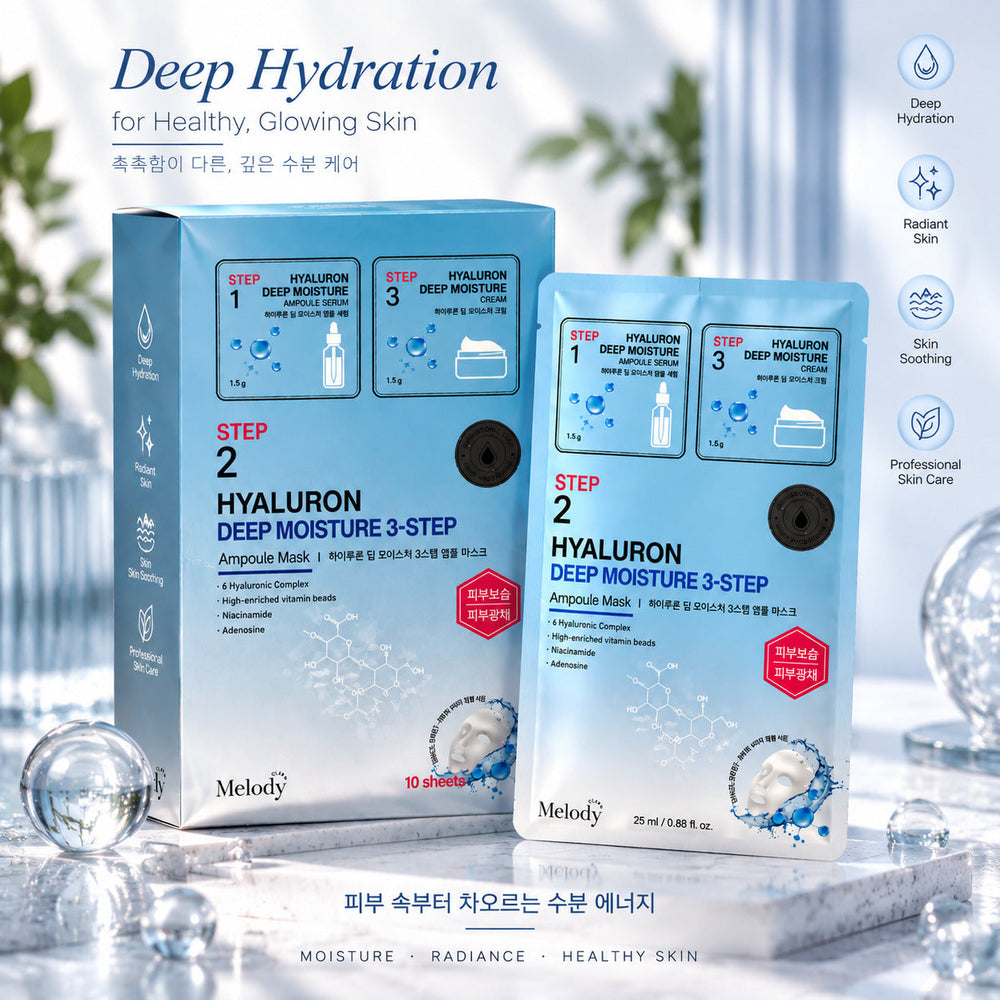 Melody Hyaluron Deep Moisture 3-Step Ampul Maske (10 Adet)